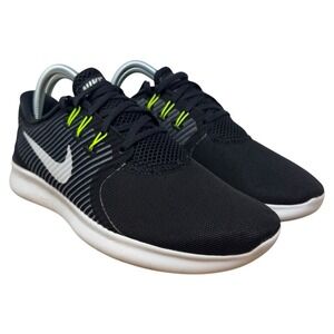 Nike Free RN 2017 Running Shoes Black White Neon Green Women's Size 8.5